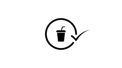 Minimalist animation of drink icon with check mark symbol in circular motio.. Stock Footage 346496993