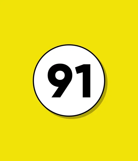 Minimalist animation of number ninety one appearing inside white circle on .. Stock Footage 332396613