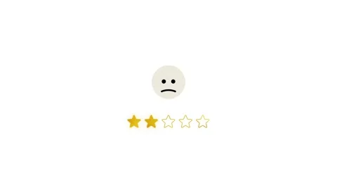 Minimalist animation of two star customer rating, showing low user satisfacti Видео 329113386