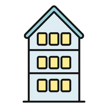 Minimalist apartment building icon with multiple floors Ilustração Stock