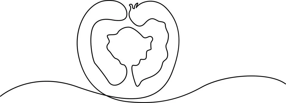 Minimalist apple with leaf inside heart shape Vector Stock Illustration