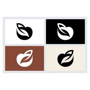 Minimalist Apple Leaf Logo Set Vector Design Stock Illustration