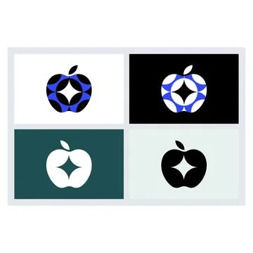 Minimalist Apple Logo Design Set Vector Stock Illustration