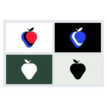Minimalist Apple Logo Icon Set Design Stock Illustration