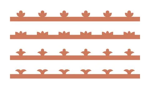 Minimalist arabic abstract border set. Simple boho roof shapes. Moroccan tulip Stock Illustration