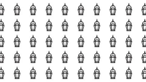 Minimalist Arabic lantern seamless pattern in black and white line art style Stock Illustration