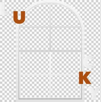 Minimalist arched window grid is appearing over transparent background, with Ilustração Stock