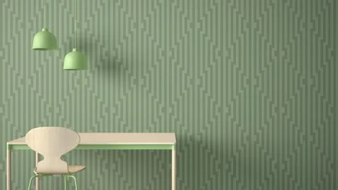 Minimalist architect designer concept, table desk and chair, kitchen or offic Illustrazione stock