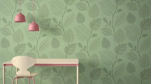 Minimalist architect designer concept, table desk and chair, kitchen or offic Stock Illustration