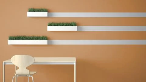 Minimalist architect designer concept, table desk and chair, kitchen or offic Stock Illustration