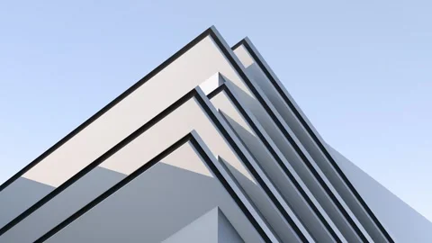 Minimalist architectural design, sci-fi structures, house, animation. 3D render Stock Footage 346731979