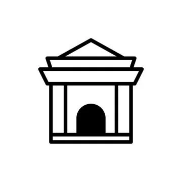 Minimalist architectural icon representing a building facade or historical .. Ilustración de archivo
