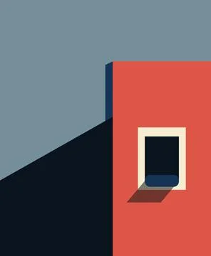 Minimalist architectural shadow graphic, Modern geometric building window ill Stock Illustration