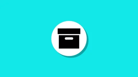Minimalist archive box icon animation on cyan background with smooth shadow.. Stock Footage 327762769