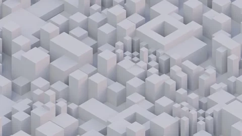 A minimalist arrangement of interlocking light gray cubic shapes creating a sens Stock Footage 340238304