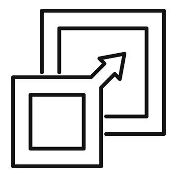 Minimalist arrow flows from square to square Stock Illustration