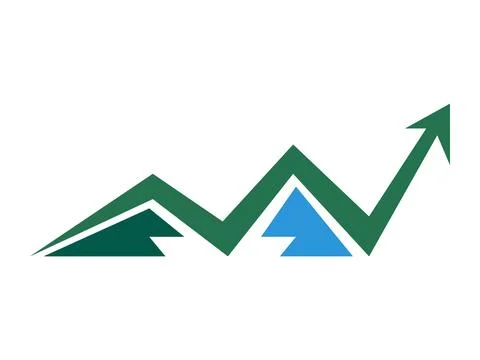 Minimalist Arrow Up Mountain Icon Vector Design Stock Illustration