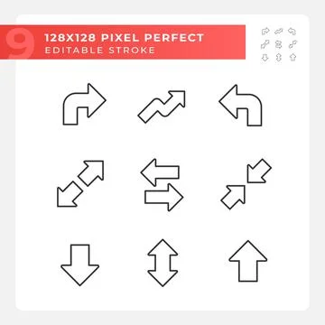 Minimalist arrows linear icons set Illustrazione stock