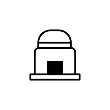 Minimalist artistic rendering of architectural structure features dome, ent.. Ilustración de archivo