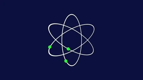 Minimalist atom model animation with orbiting electrons, scientific concept.. 스톡 동영상 332826631