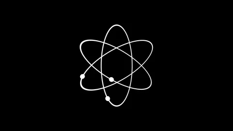 Minimalist atom model animation rotating on black background, for science a.. 스톡 동영상 332826629
