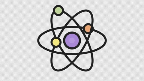 Minimalist Atom Model Graphic with Continuous Electron Orbit Animation Stock-Footage 343183775