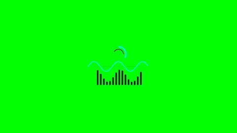Minimalist audio equalizer icon with a glowing wave on green background Stock Footage 340266604
