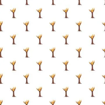 Minimalist autumn tree repeating pattern on white background Illustrazione stock