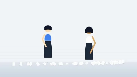 Minimalist avatars group walking together representing diversity and progress Stock Footage 344643392