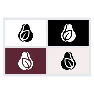 Minimalist Avocado Fruit Logo Icon Set Stock Illustration