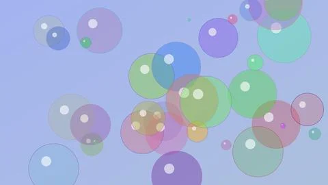 Minimalist background with colorful transparent bubbles and soft pastel cir.. Stock Illustration