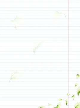 A minimalist background featuring a sheet of lined paper with delicate gree.. Stock Illustration