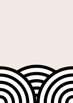 Minimalist background featuring a stylized black and white Japanese wave pa.. Illustrazione stock
