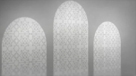 A minimalist background featuring three arched window shadows with intricat.. Stock Illustration