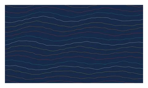 Minimalist background with horizontal wavy lines on a deep dark blue navy s.. Illustrazione stock