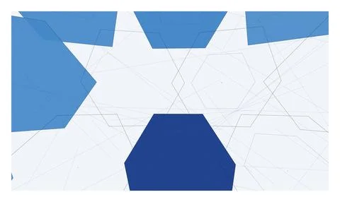 Minimalist background with large blue hexagons and fine lines creating a ge.. イラスト素材