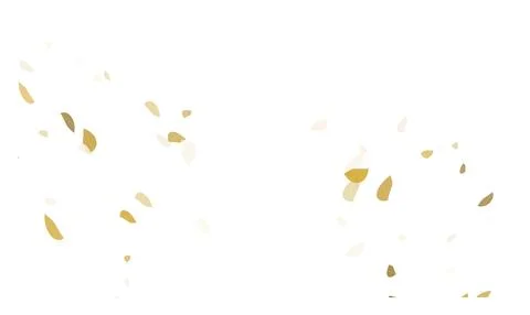Minimalist background with scattered gold leaf shapes on clean bright white.. Stock Illustration