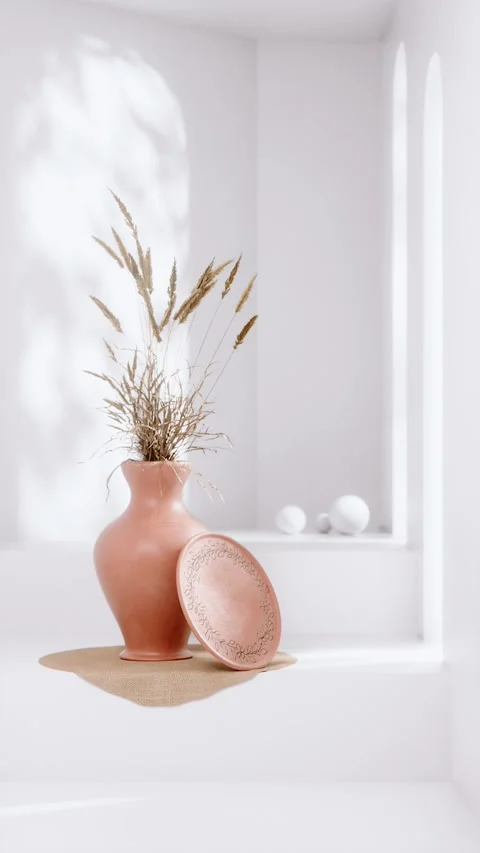 Minimalist backgrounds with interior elements and ceramics Stock Footage 169432612