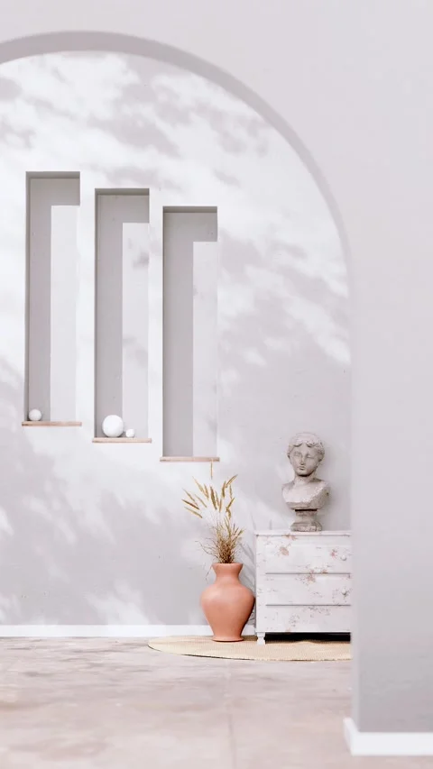 Minimalist backgrounds with interior elements and ceramics Stock Footage 169432623