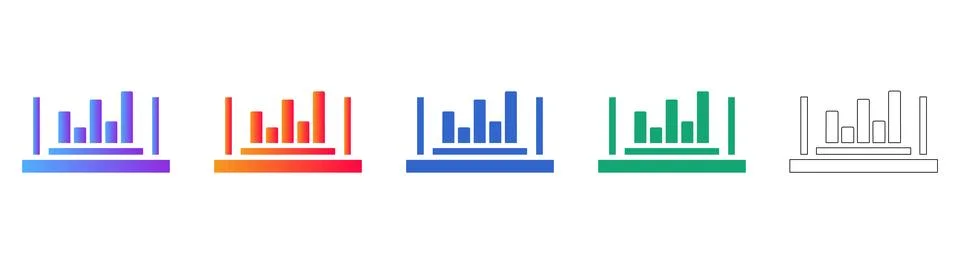 Minimalist Bar Graph Chart Icon Set Stock Illustration