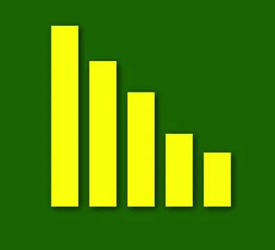 Minimalist bar graph icon on a solid green background. Stock Illustration