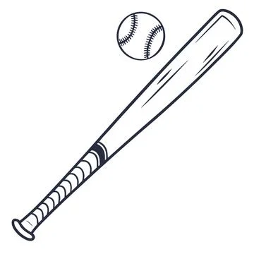 Minimalist Baseball Bat Flat Vector Illustration Stock Illustration