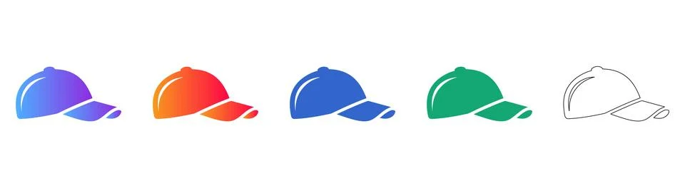 Minimalist Baseball Cap Icon Set Stock Illustration