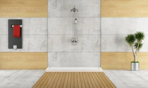 Minimalist bathroom with shower Stock Illustration