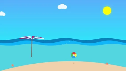 Minimalist Beach Background Animation Loop Stock Footage 347018323