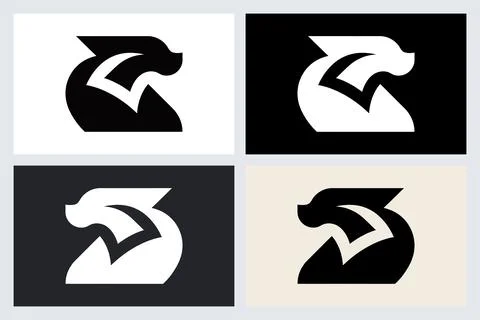 Minimalist Bear Logo Vector Icon Set Stock Illustration