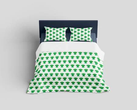 Minimalist Bed Designs with Solid Color Backgrounds Stock Photos