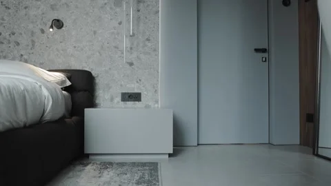 A Minimalist Bedroom showcasing Simple, Effective Design Elements for comfort Video stock 286863560