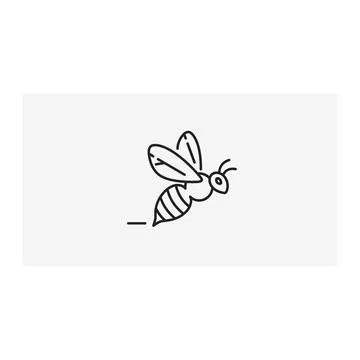Minimalist bee flying icon with simple motion line illustration Stock Illustration