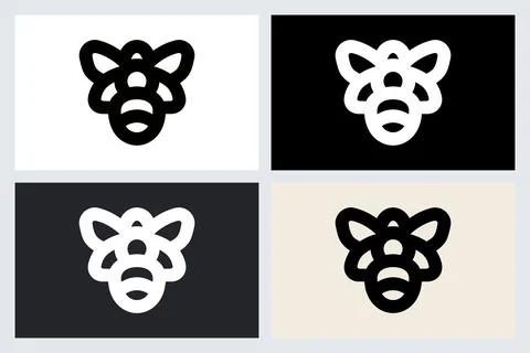 Minimalist Bee Logo Icon Set Vector Illustration Illustrazione stock